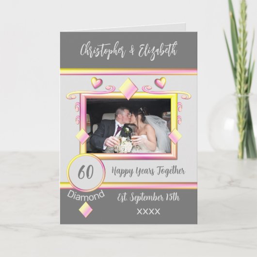 Carte Diamond 60e anniversaire ajouter des noms photo ja (Devant)