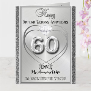 Carte Diamond 60ème Anniversaire Mariage pour femm