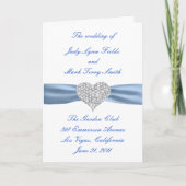 Carte Diamond Heart Blue Wedding Program Card (Devant)