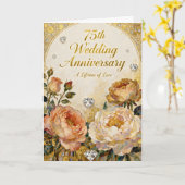 Carte Diamonds and Gold 75th Wedding Anniversary (Fleur jaune)