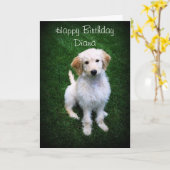 Carte Diana Joyeux Anniversaire Golden Doodle Chiot (Fleur jaune)