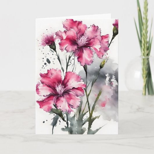 Carte Dianthus - Fleurs aquarelles (Devant)