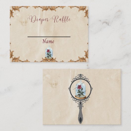 Carte Diaper Raffle, rose enchanté (Devant / Derrière)