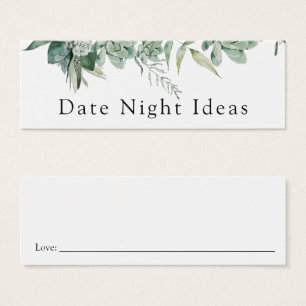 Carte d'idée de soirée en amoureux avec plante gra