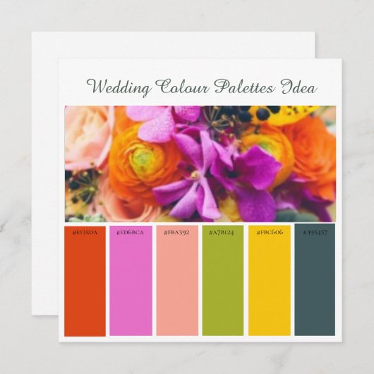 Carte d'idée Palettes couleur mariage (Devant / Derrière)