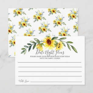 Carte d'idées de la nuit du tournesol jaune joyeux