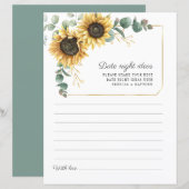 Carte d'idées de la nuit Eucalyptus Tournesol vert (Devant / Derrière)