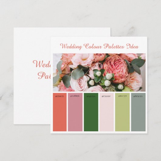 Carte d'idées de palettes de couleurs de mariage (Devant / Derrière)