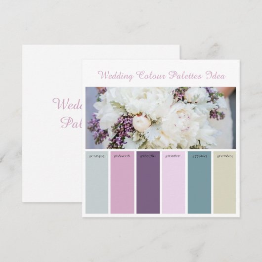 Carte d'idées de palettes de couleurs de mariage (Devant / Derrière)