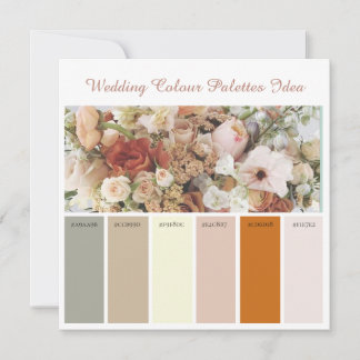 Carte d'idées de palettes de couleurs de mariage