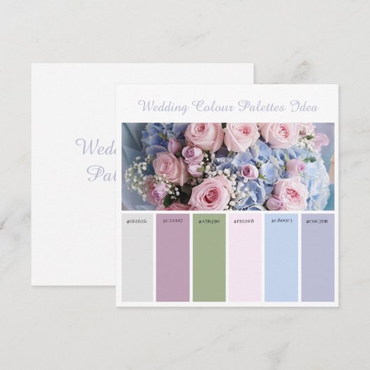 Carte d'idées de palettes de couleurs de mariage (Devant / Derrière)