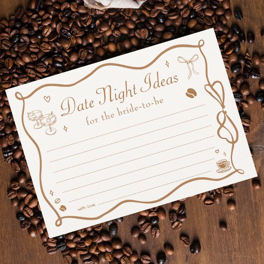 Carte d'idées de soirée de date de fiançailles Caf