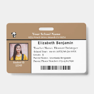 Carte d'identification de l'enfant Élève Badge de
