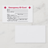 Carte d'identification de secours (Devant / Derrière)