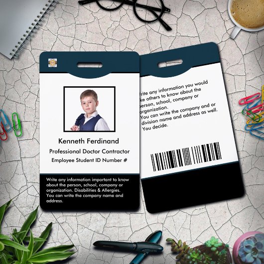 Carte d'identité Code-barres Photo Badge