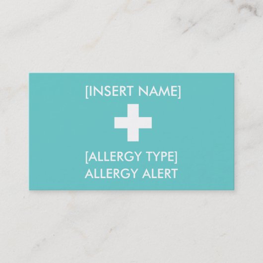 Carte d'identité d'alerte d'allergie/ICE (Devant)
