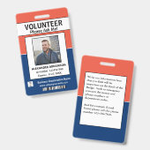 Carte d'identité de bénévole Badge personnalisé lo (Avant & arrière)