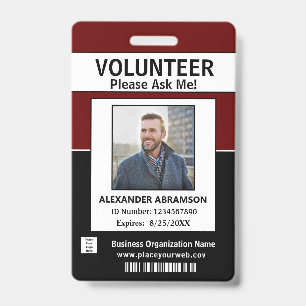 Carte d'identité de bénévole Badge personnalisé lo