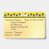 Carte d'identité de chiot - Badge jaune (Arrière)