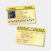 Carte d'identité de chiot - Badge jaune (Avant & arrière)
