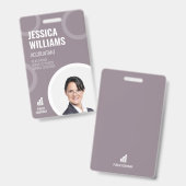 Carte d'identité de l'employé Moderne Grise Badge  (Avant & arrière)