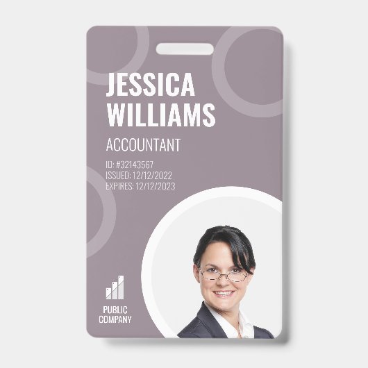 Carte d'identité de l'employé Moderne Grise Badge  (Avant)