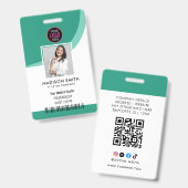 Carte d'identité moderne | Badge QR d'employé d'en (Avant & arrière)