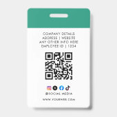 Carte d'identité moderne | Badge QR d'employé d'en (Arrière)