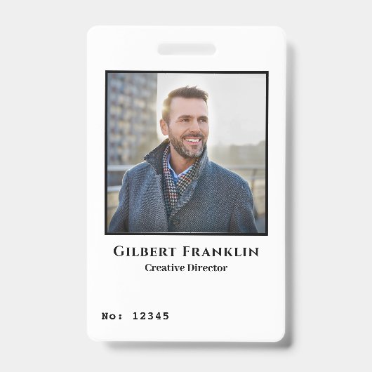 Carte d'identité photo de l'employé moderne Badge  (Avant)