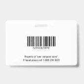 Carte d'identité scolaire ou professionnelle badge (Arrière)
