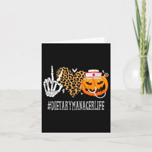 Carte Dietary Manager Peace Love Citrouille Funny Hallow