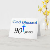Carte Dieu béni 90 ans cadeau d'anniversaire (Fleur jaune)