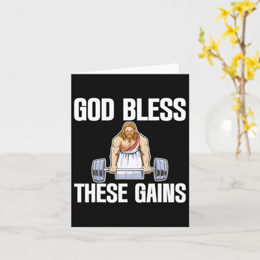 Carte Dieu Bénit Ces Gains Muscle Bodybuilding — (Fleur jaune)