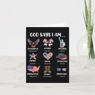 Carte Dieu Dit Que Je Suis 4 juillet Christian Patriotic