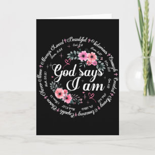 Carte Dieu dit que je suis floral verset biblique religi