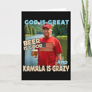 Carte Dieu est grand, la bière est bonne et Kamala est f