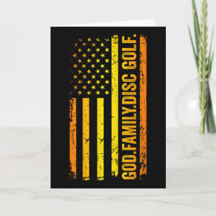 Carte Dieu Famille Disc Golf Drapeau Américain US Fête d