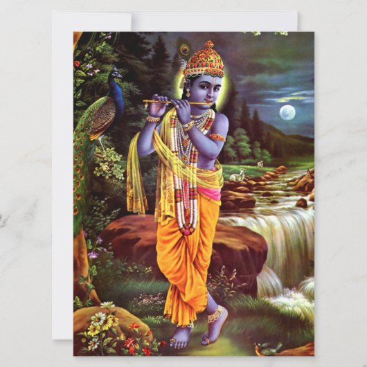 Carte Dieu hindou Krishna avec flûte (Devant)