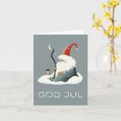 Carte Dieu juil, Noël scandinave (Fleur jaune)