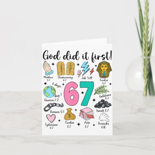 Carte Dieu l'a fait en premier 67 Six Sept Mème Jésus-Ch (Devant)