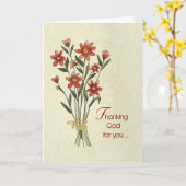 Carte Dieu merci Bouquet de Fleur Rouge avec Naturel (Fleur jaune)