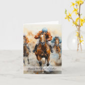 Carte Dieu Père Horse Racing Anniversaire (Fleur jaune)