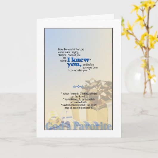 Carte Dieu se réjouit en vous - Jérémie 1:5 (Fleur jaune)