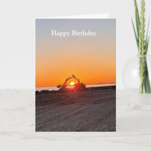 Carte Digger et Camion Cadre soleil couchant au bord de