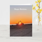 Carte Digger et Camion Cadre soleil couchant au bord de  (Fleur jaune)