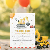 Carte Diggin’ It Construction Birthday Thank You Card