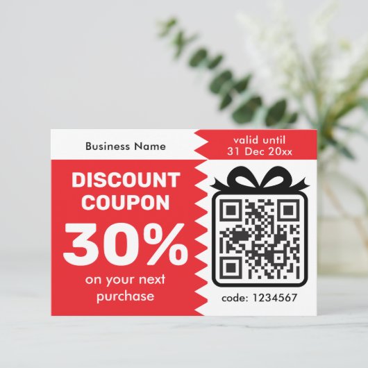 Carte Digital Discount Coupon With QR Code Logo Purple (Debout devant)