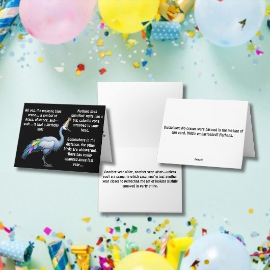 Carte Dilemme Casquette d'anniversaire de la Grue Bleue