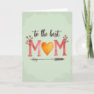 Carte d'illustration avec un cœur de maman rose co