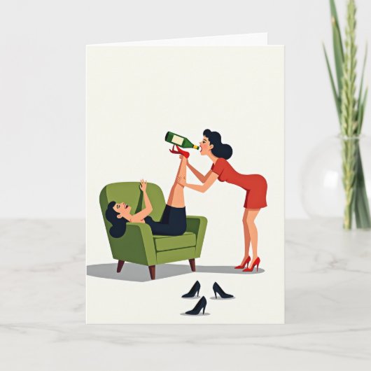 Carte d'illustration d'amis amusants (Devant)